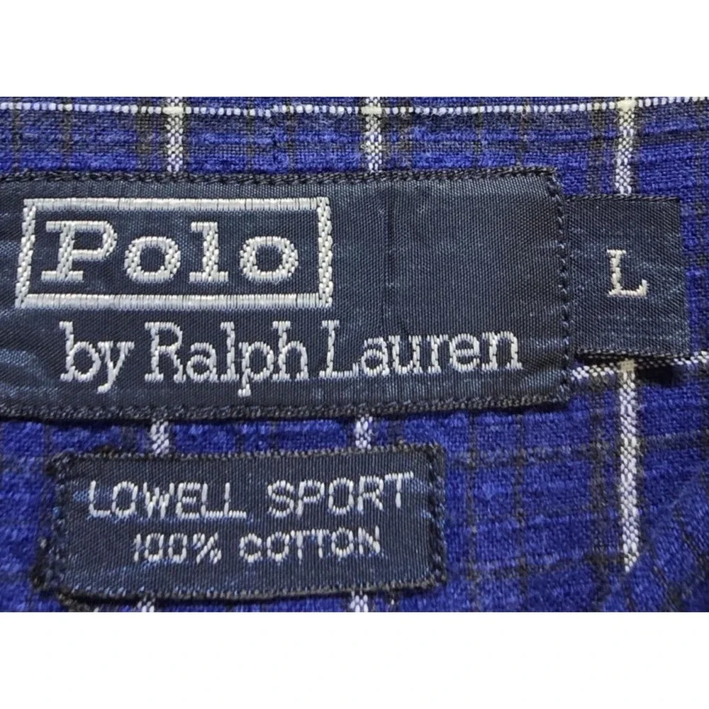 Polo Ralph Lauren Shirt Mens Large Lowell Sport Blue Plaid Long Sleeve Button Up